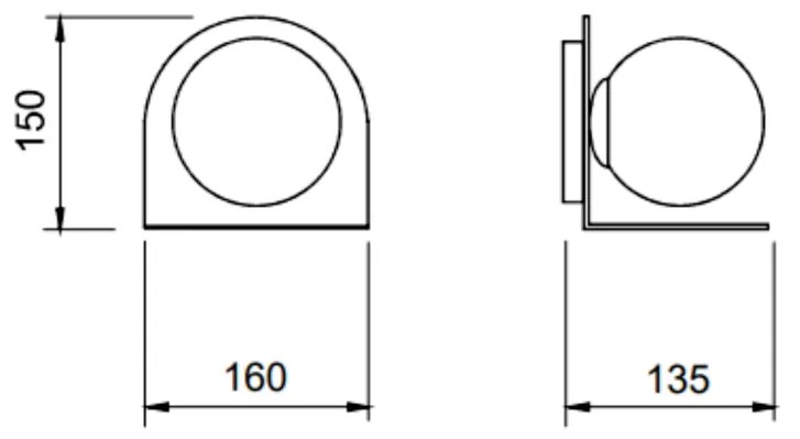 Arandela Aliança 16X15X17,5Cm 01Xg9 Globo 10Cm - Usina 90050/1 (BT - Branco Texturizado, Branco (Fosco))