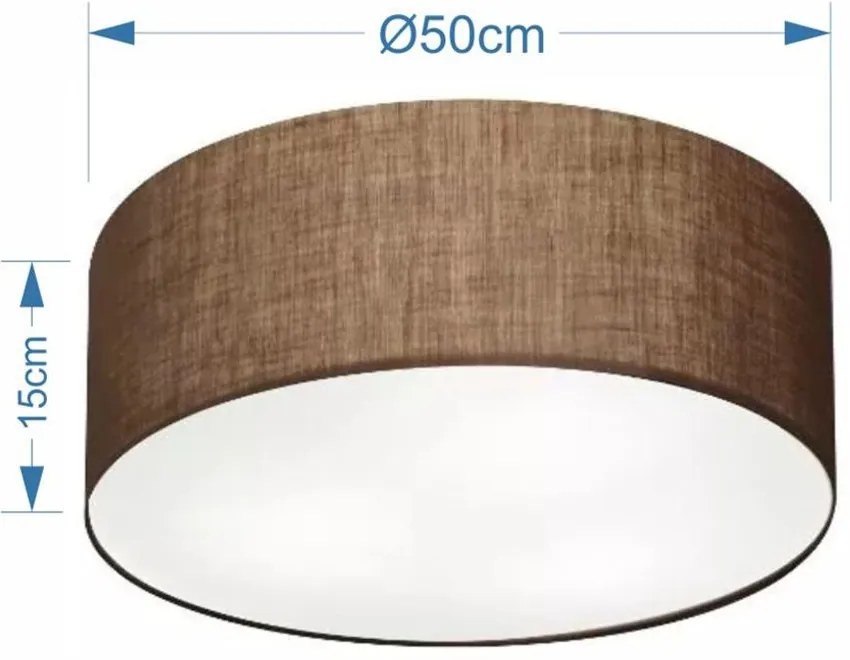 Plafon Cilíndrico Md-3014 Cúpula em Tecido 50x15cm Café - Bivolt