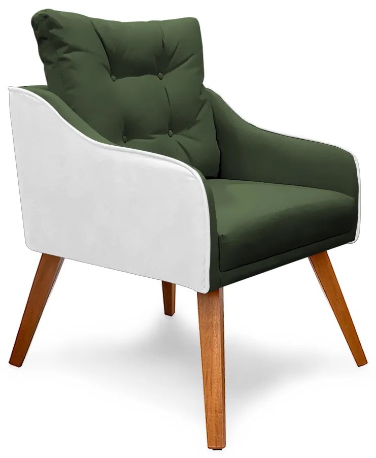Poltrona Decorativa Delta Pés Palito Corano Branco / Veludo Verde - Sheep Estofados - Verde