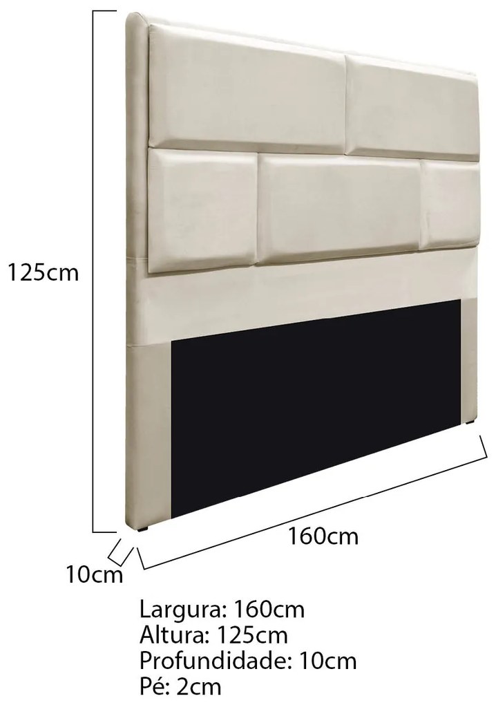Cabeceira Queen Brick P02 160 cm para cama Box Corano - ADJ Decor