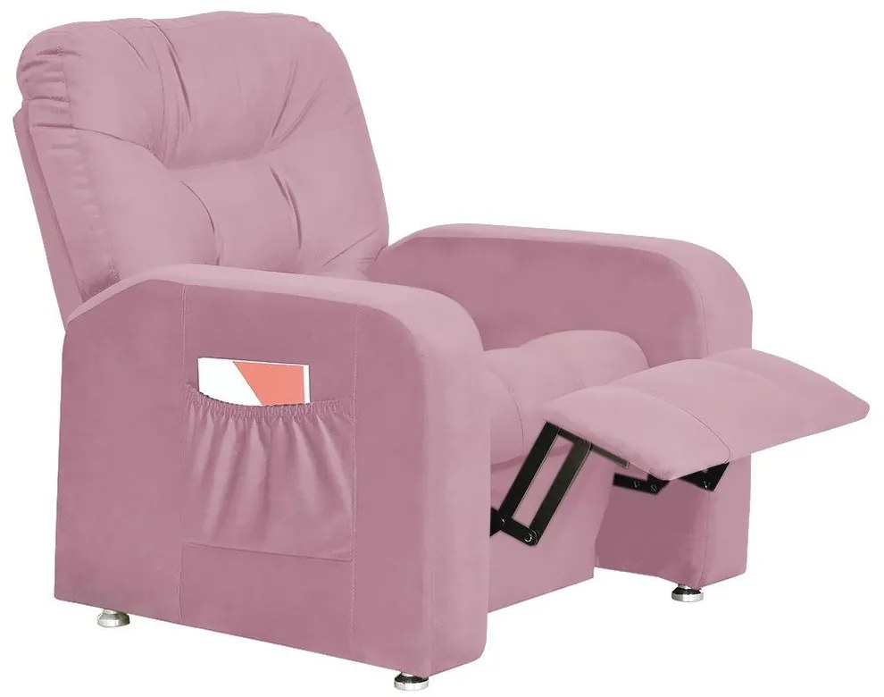 Poltrona do Papai Azera Mx7 Reclinável Veludo Rosa - Matrix