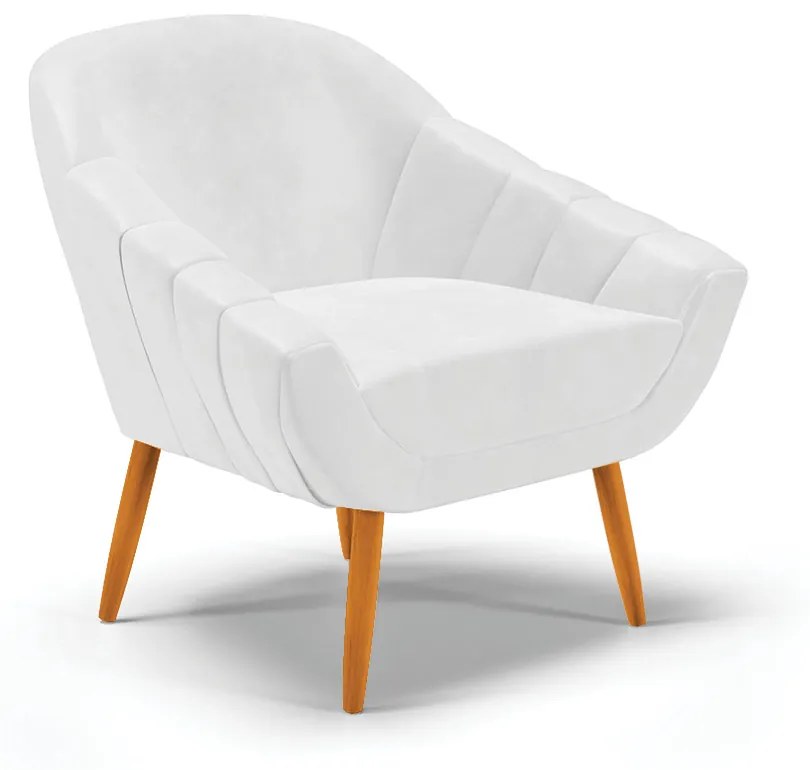 Kit 01 Namoradeira 02 Lugares e 02 Poltronas Giovana Corano Pés Palito Castanho - D'Rossi - Branco