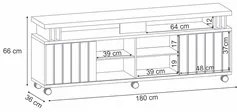 Rack para Sala Bancada de TV 70 Pol. 180cm Briz H01 Off White/Cinamomo
