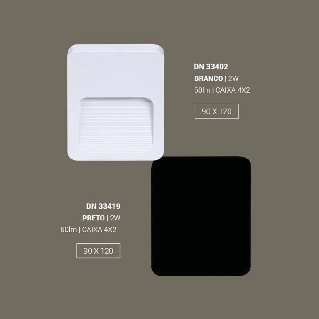Balizador Fit Sobrepor 2W Led 3000K Ip65 Branco 09X12X1,2Cm | Opus Dn... (Branco)
