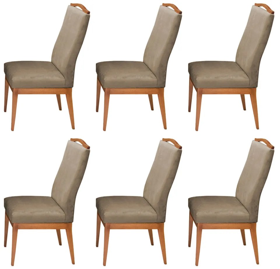 Conjunto 6 Cadeiras Decorativa Lara Aveludado Nude