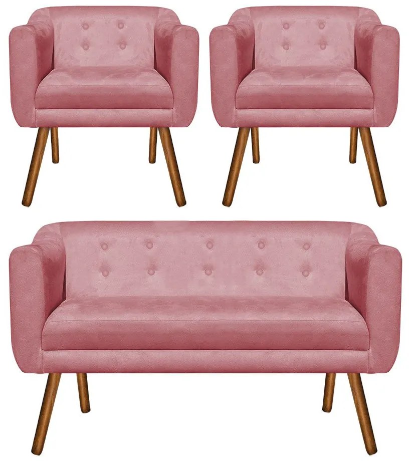 KIT 01 NAMORADEIRA E 02 POLTRONAS JULIA  - Rose