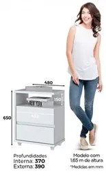 Mesa de Cabeceira 2 Gavetas Campeche Branco - Henn