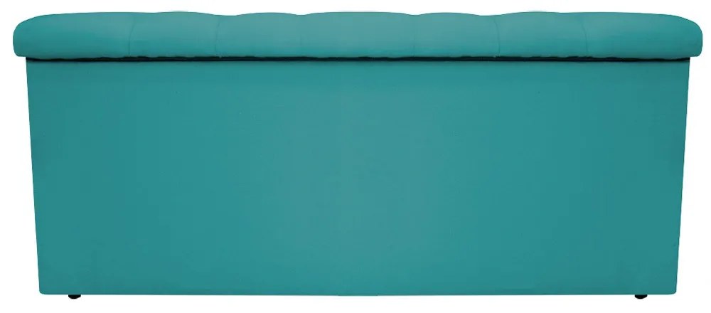 Recamier Baú Estofada Mel 90 cm Solteiro Com Capitonê  Suede Azul Turquesa - ADJ Decor
