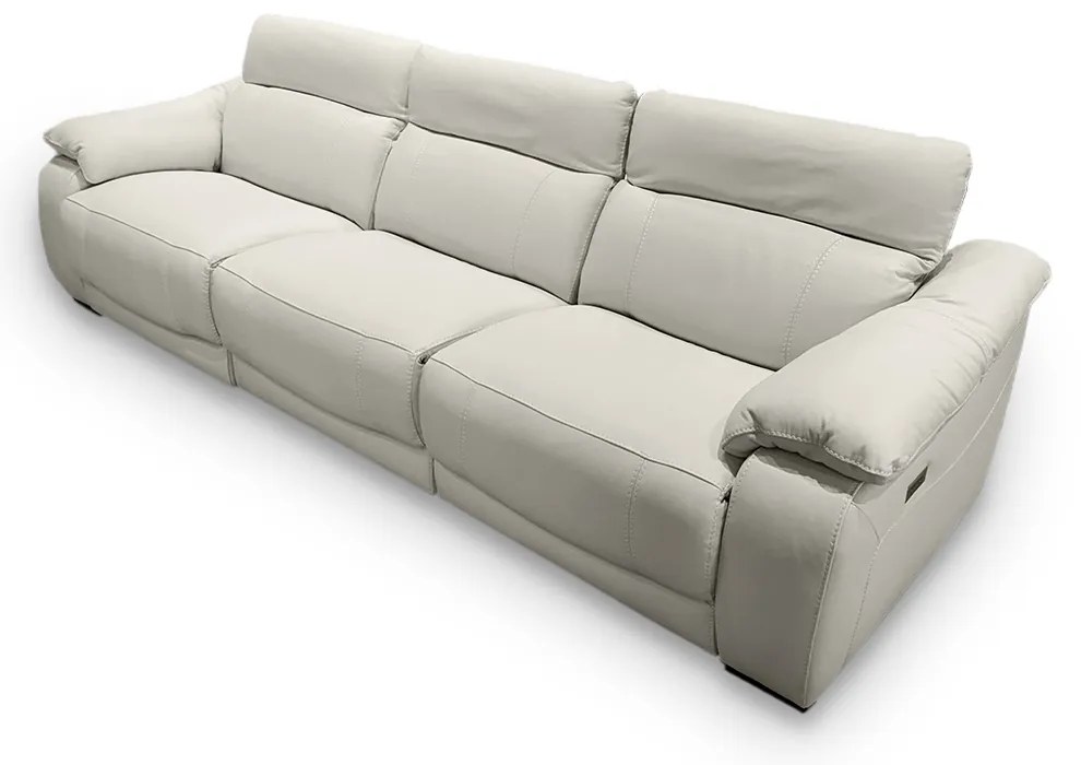 Sofá Sala de Estar Elétrico Reclinável Concepción U076 308cm Modulado Couro Bege Claro G49 - Idea Relax By Natuzzi Group