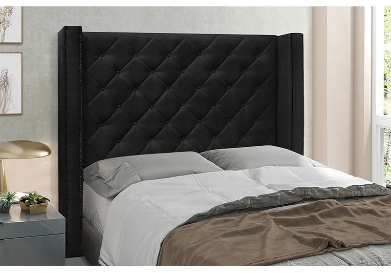 Cabeceira Cama Box Solteiro 90cm Vicenza Suede Preto - Sheep Estofados - Preto