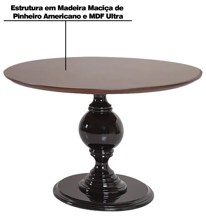 Mesa de Apoio Decorativa Vênus 90x76 Preta/Imbuía G71 - Gran Belo