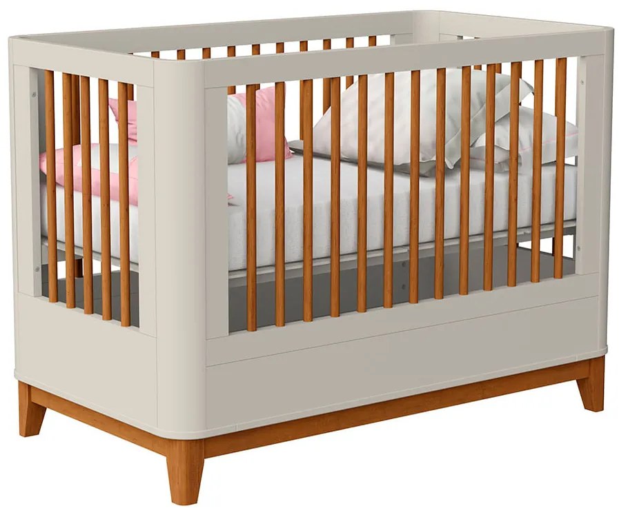 Berço Mini Cama Boom Slim 2 em 1 Square - Areia Fosco - Berço Mini Cama Boom Slim Square - Areia Fosco
