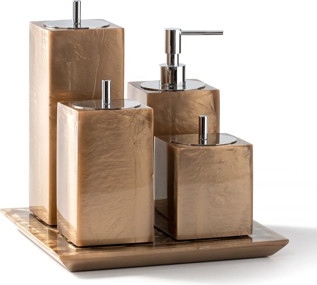 Conjunto Banheiro 4 Pçs Resina - Champagne - Cromado  Champagne - Cromado
