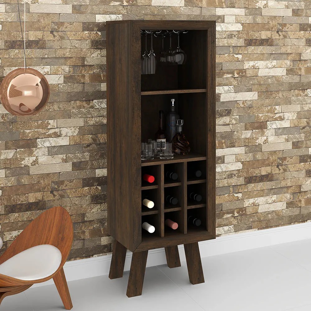 Adega Bar para Sala de Estar Decorativa AD5000 MDP Rustico G69 - Gran Belo