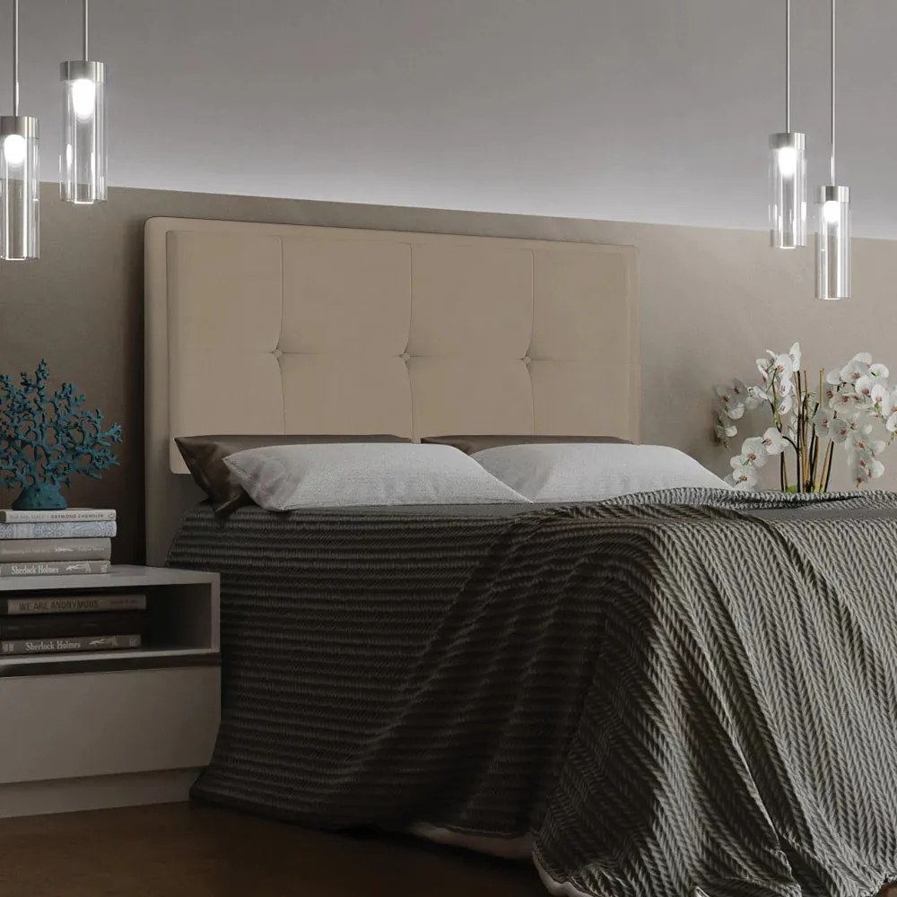 Cabeceira Ametista Para Cama Box Casal 140 cm Suede - D'Rossi - Bege