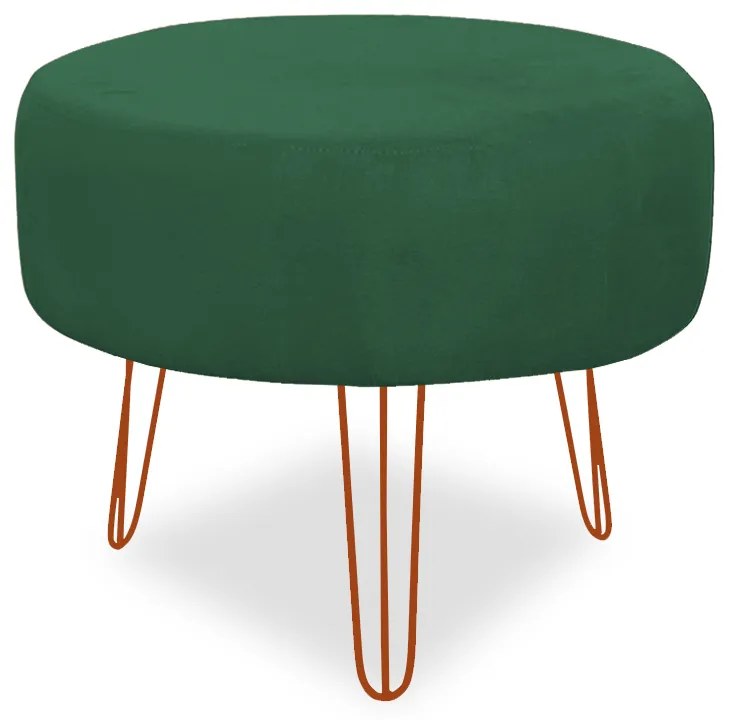 Puff Chloe Pés Hairpin Legs Bronze Suede Verde Bandeira