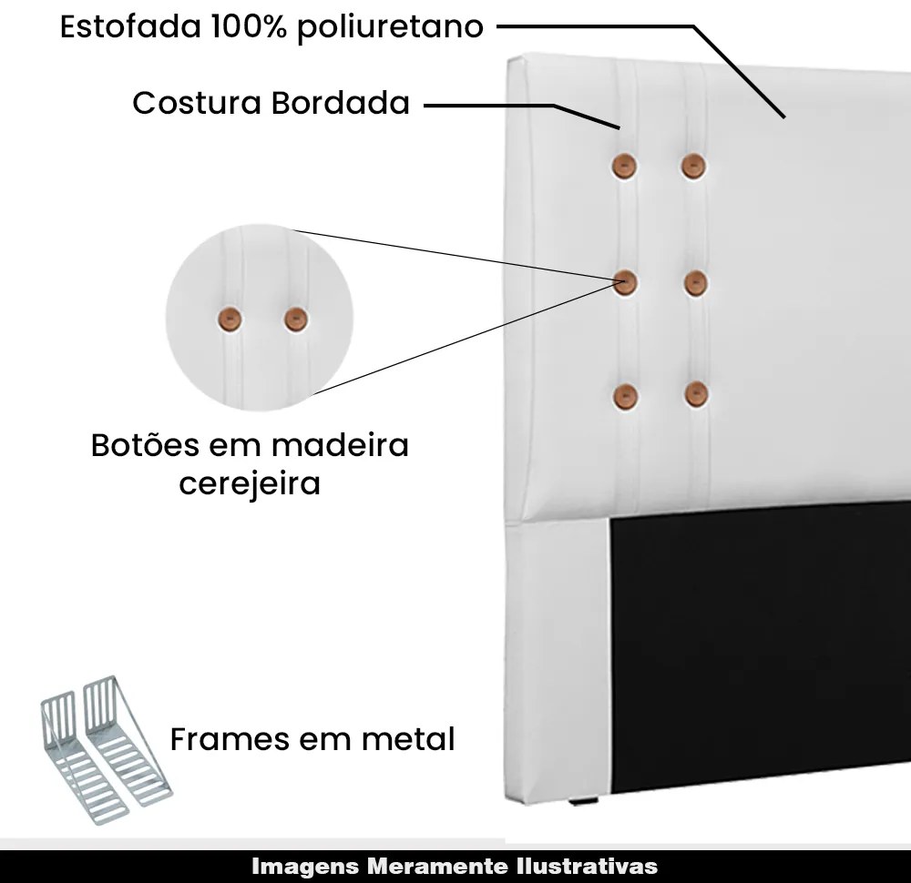 Cabeceira Decorativa Queen Size 1,60M Kors PU Branco G63 - Gran Belo