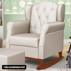 Kit 02 Poltronas Amamentação Base Madeira Balanço Lucy Z39 Sintético B