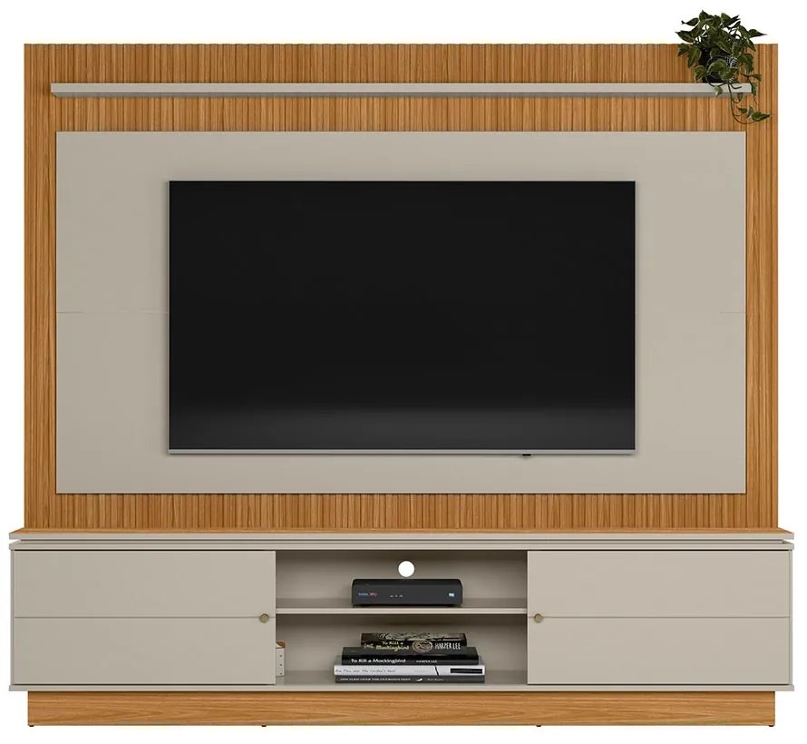 Estante Home 215cm Valdivia com LED para Tv até 75 Nature/Off White G77 - Gran Belo