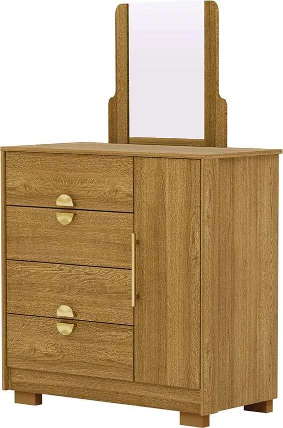 Cômoda Sapateira Vollard 4 Gavetas 1 Espelho 1 Porta com Prateleira Nature G98 - Gran Belo
