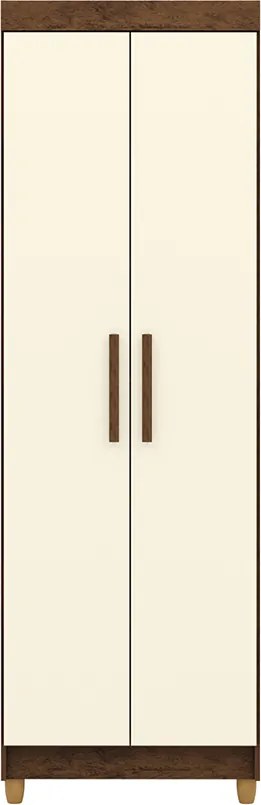 Armário Multiuso Léo 2 Portas 5 Prateleiras Nogueira/OffWhite G98 - Gran Belo
