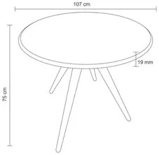 Mesa de Jantar 4 Lugares Redonda 107cm 100%MDF Grécia R02 Nogueira - M