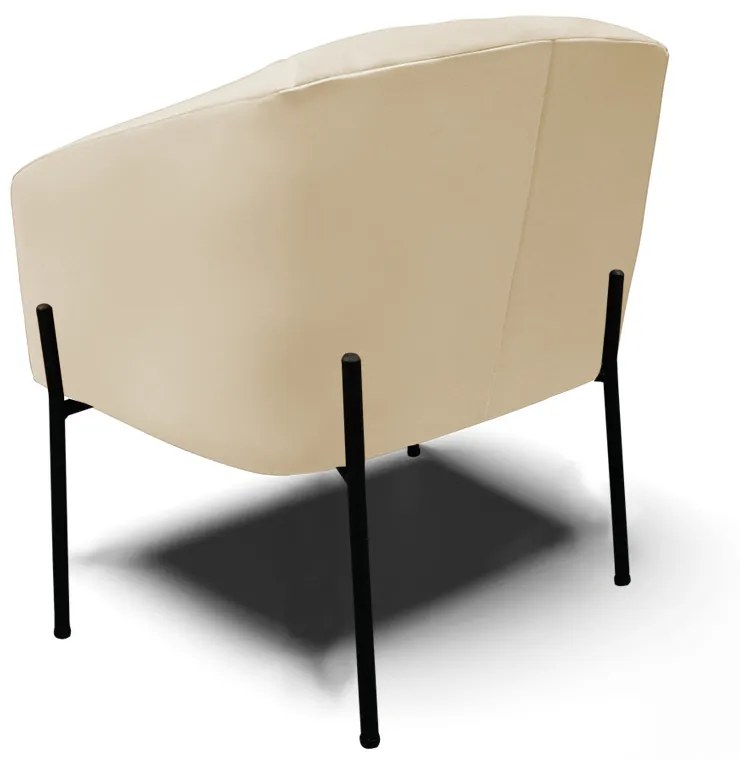 Poltrona Decorativa Pé de Ferro Preto Stella Sintético Bege D03 - D'Rossi