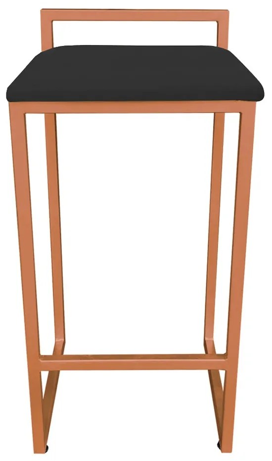 Banqueta Alta Lavínia Suede Preto Base Cobre D'Rossi