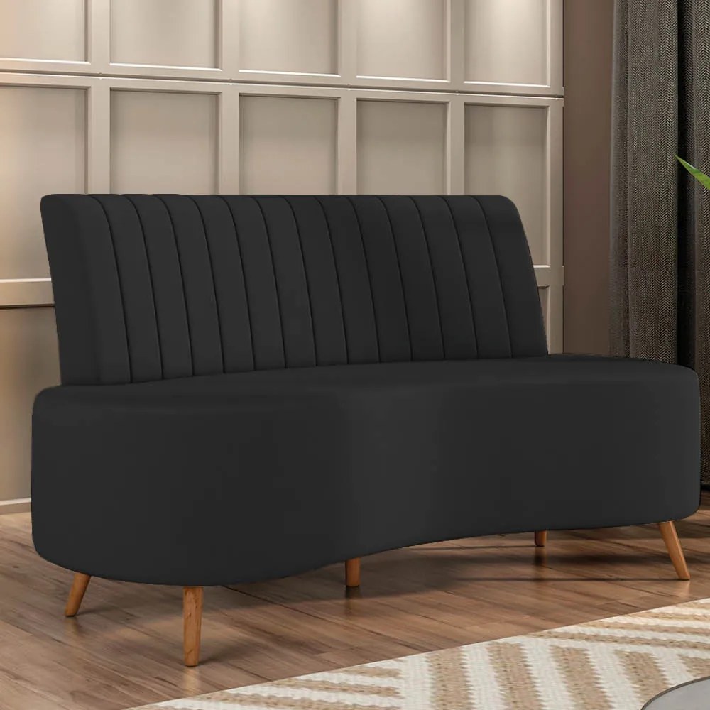Sofá 2 Lugares Living 160cm Pé Palito Maraú Veludo K01 - D'Rossi - Preto