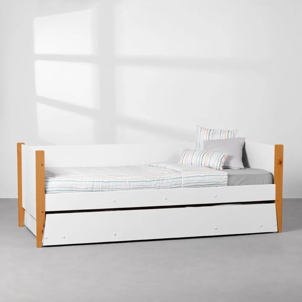 Bicama Noah com Pés Mel - Branco Fosco - Bicama Sofá Noah com Pés Mel - Branco Fosco