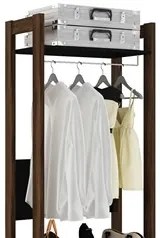 Guarda Roupa Solteiro Closet AZ1011 Preto/Nogal - Tecno Mobili