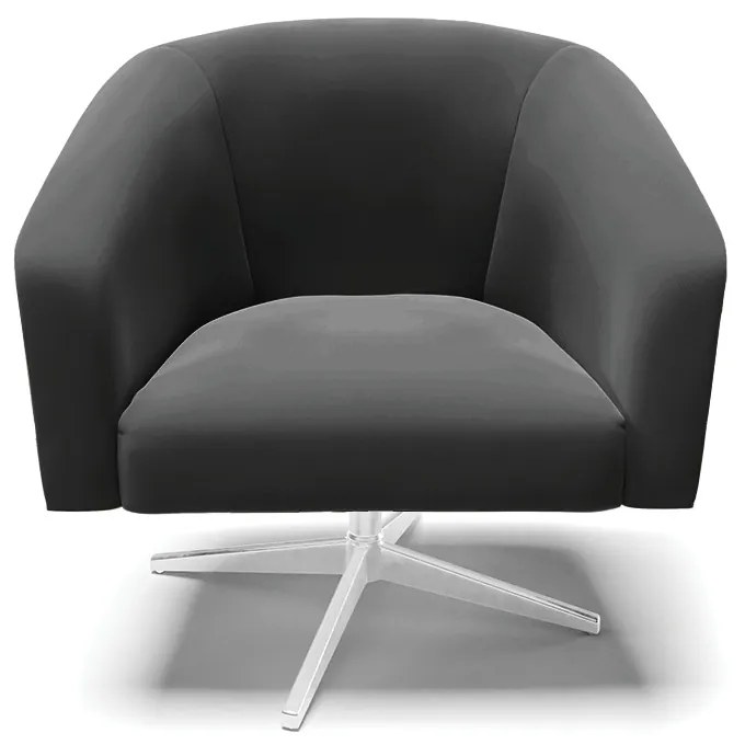 Poltrona Decorativa Giratória Cromada Stella Veludo D03 - D'Rossi - Preto
