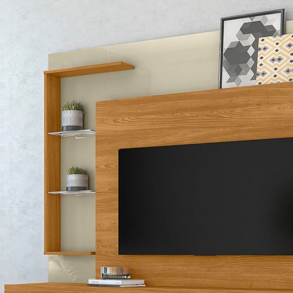 Estante de TV 50 Pol 160cm Sala de Estar Velora M20 - D'Rossi - Cumaru e Opala