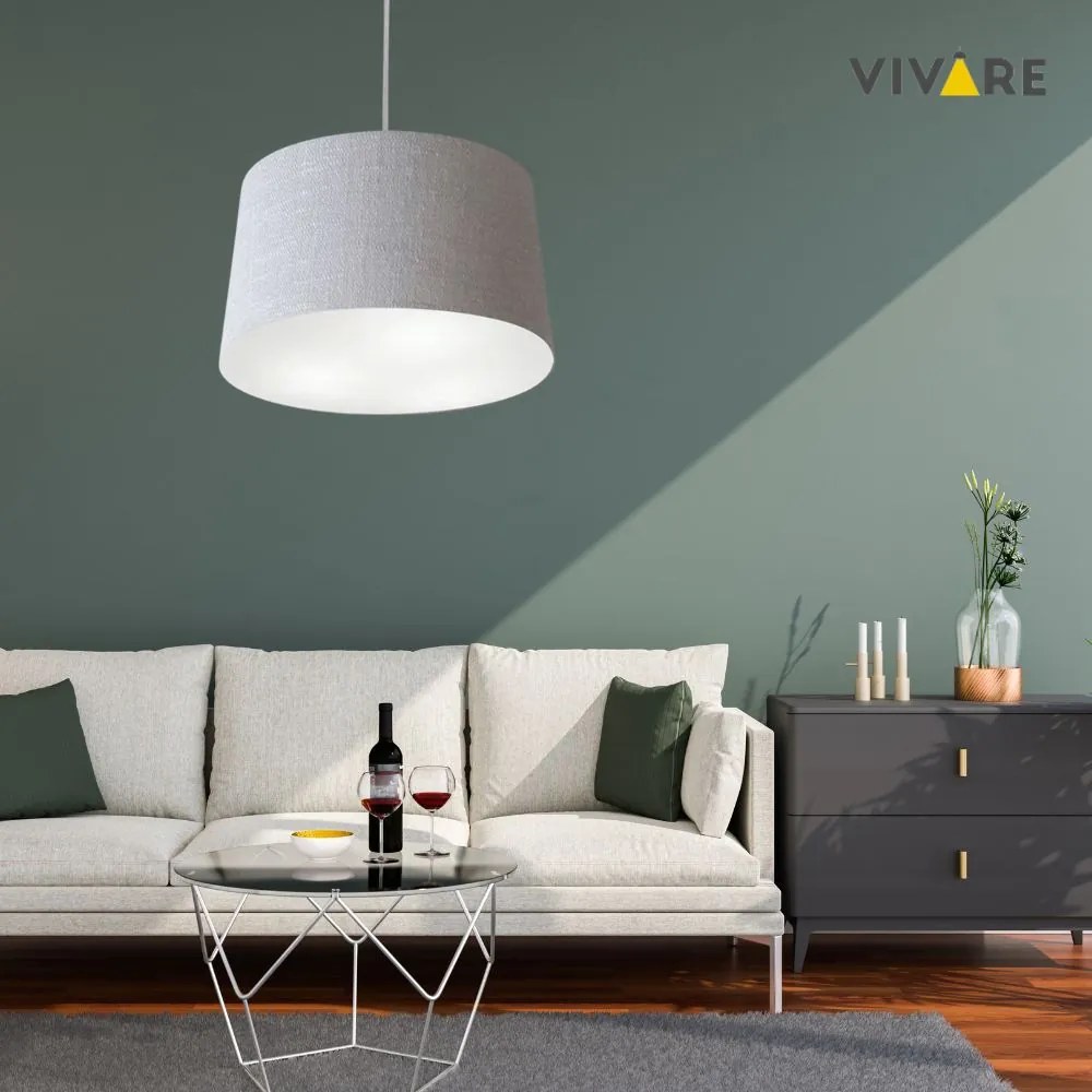 Lustre Pendente Cone Md-4156 Cúpula em Tecido 30/45x40cm Rustico Cinza - Bivolt