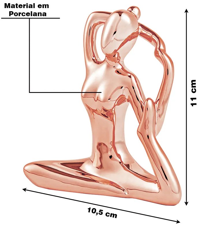 Escultura Decorativa de Yoga em Porcelana 3 Rose G39 - Gran Belo