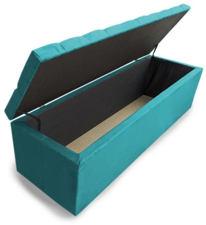 Calçadeira Baú Solteiro 90cm Nicole Capitonê Suede Turqueza - Sheep Estofados - Água