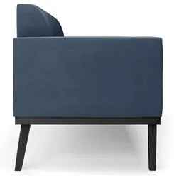 Sofá Namoradeira Base Madeira Preto Maressa Suede Azul Marinho - Ibiza