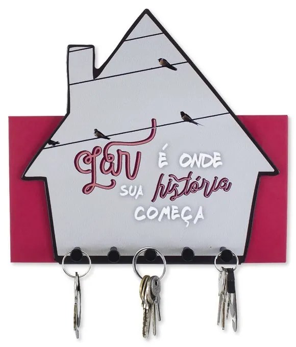 Porta Chaves e Cartas Lar é Onde Sua História Começa
