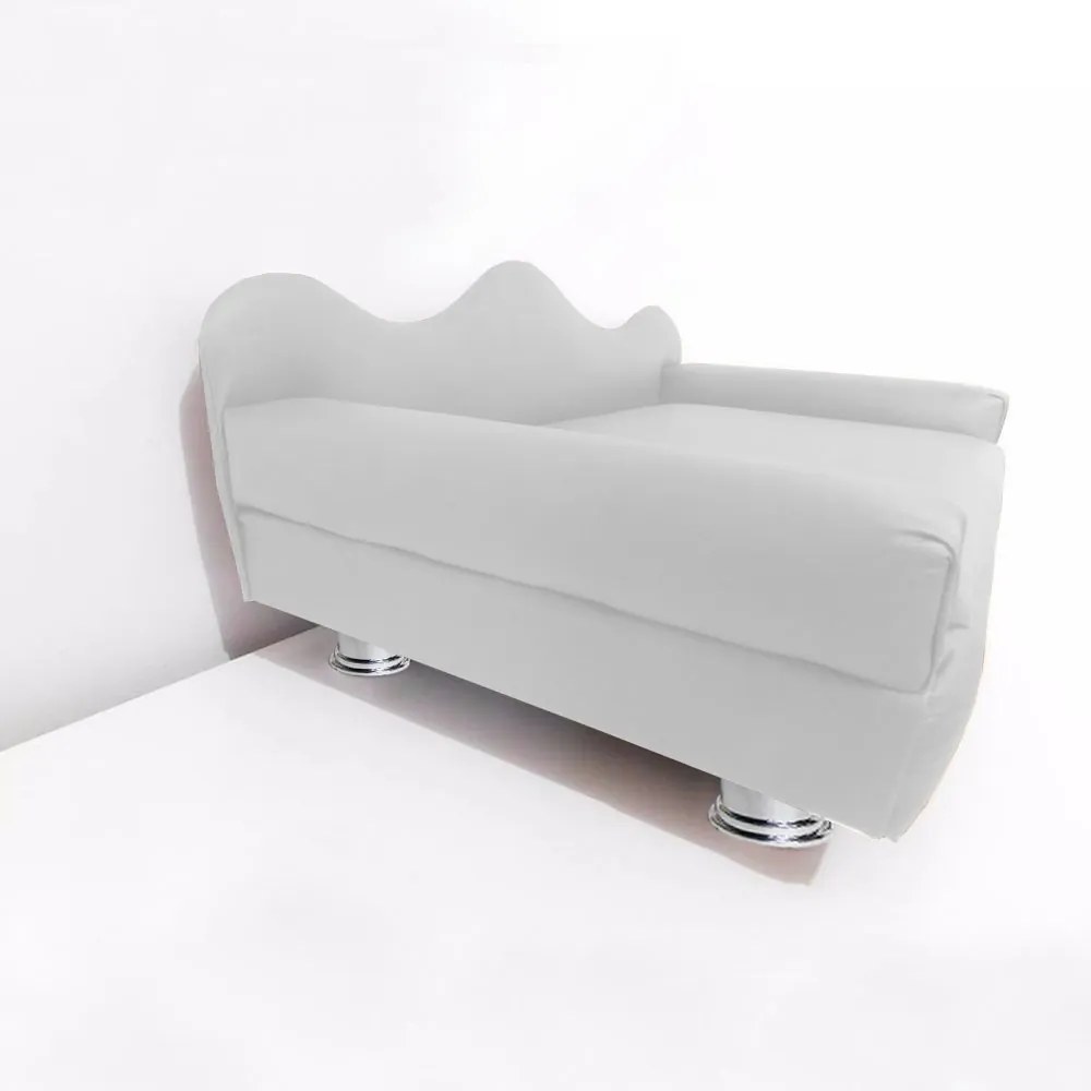 Cama Sofá Pet Meg Para Cães E Gatos Elegante e confortável Courino Branco