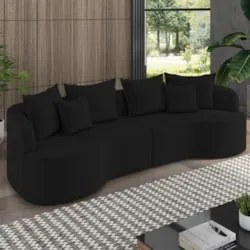 Sofá 3 Lugares 210cm Orgânico Quito Z08 Veludo Preto - Mpozenato