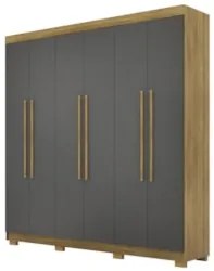Guarda Roupa Casal 218cm 6 Portas Elegance Nature/Alasca - Vila Rica