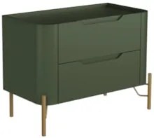 Mesa Cabeceira Quarto 68cm 2 Gavetas Becca Musgo/Dourado I06 - Mpozena