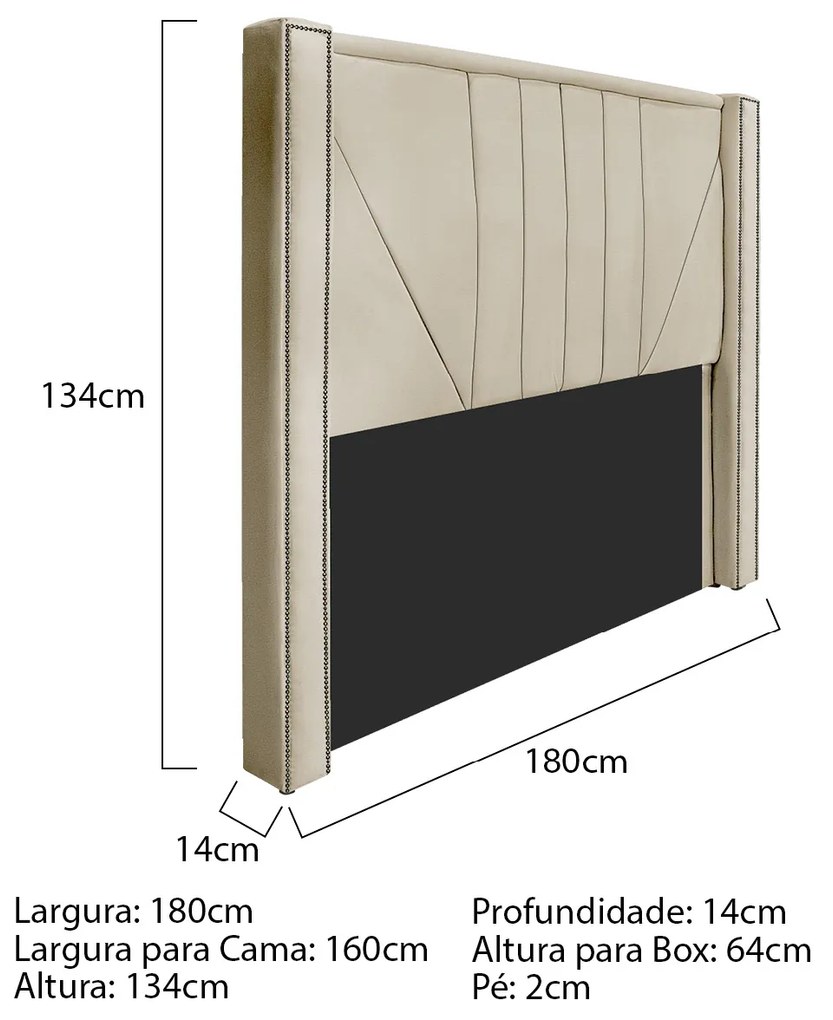 Kit Cabeceira e Calçadeira Baú Queen Minsk P02 160 cm para cama Box Corano - ADJ Decor