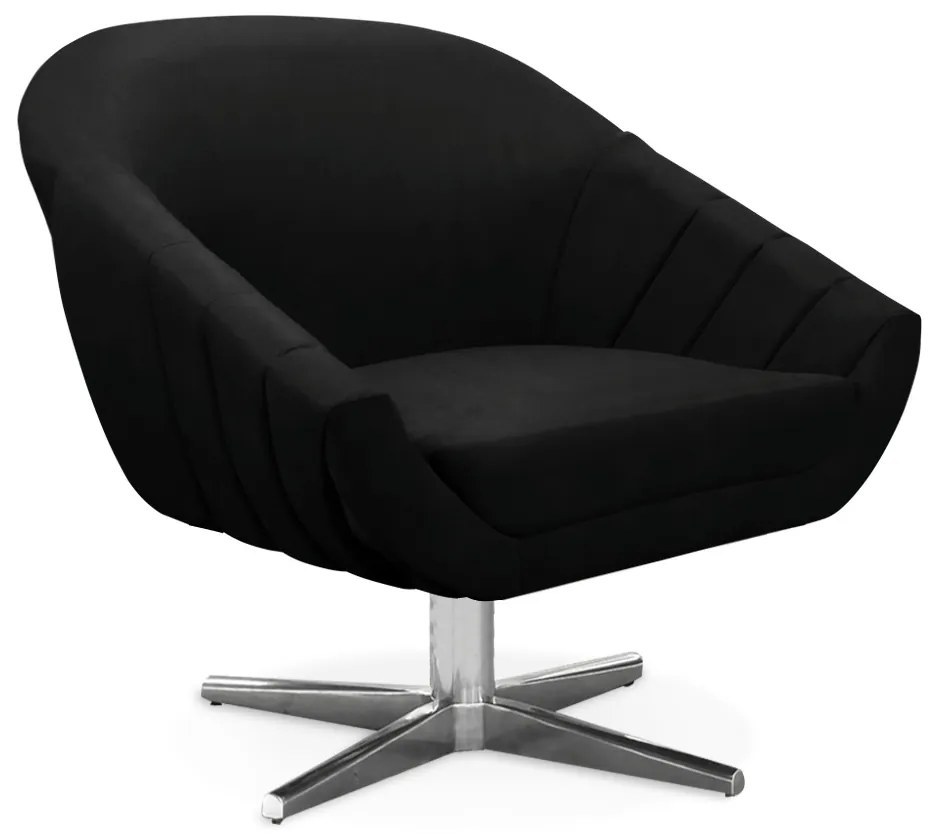 Kit 01 Namoradeira 02 Lugares e 02 Poltronas Giratória Giovana Suede Base Cromada - D'Rossi - Preto