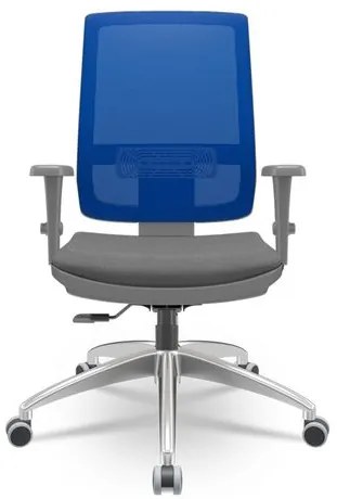 Cadeira Brizza Diretor Grafite Tela Azul Assento Poliester Cinza Base RelaxPlax Aluminio  - 65960 Sun House