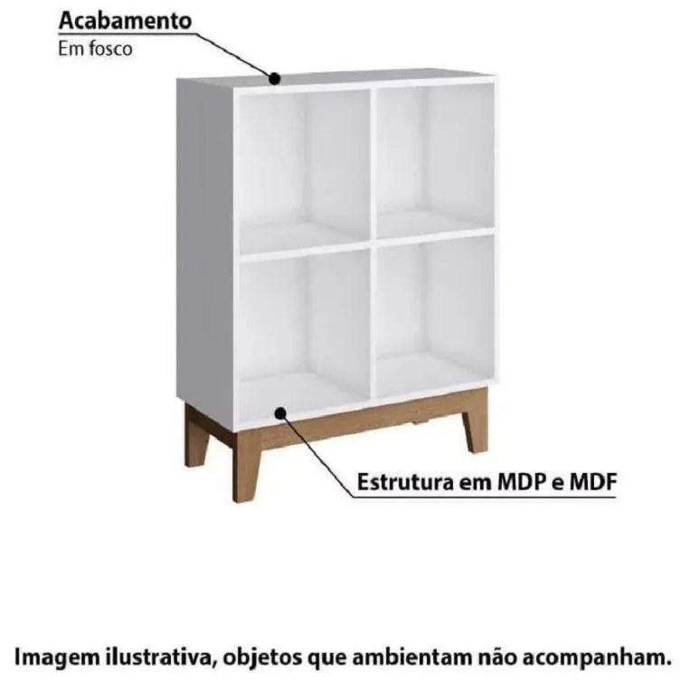 Estante baixa Infantil 4 nichos Retro By150 Branco