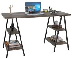 Mesa Escrivaninha Cavalete 135cm Estilo Industrial Prisma C08 Carvalho