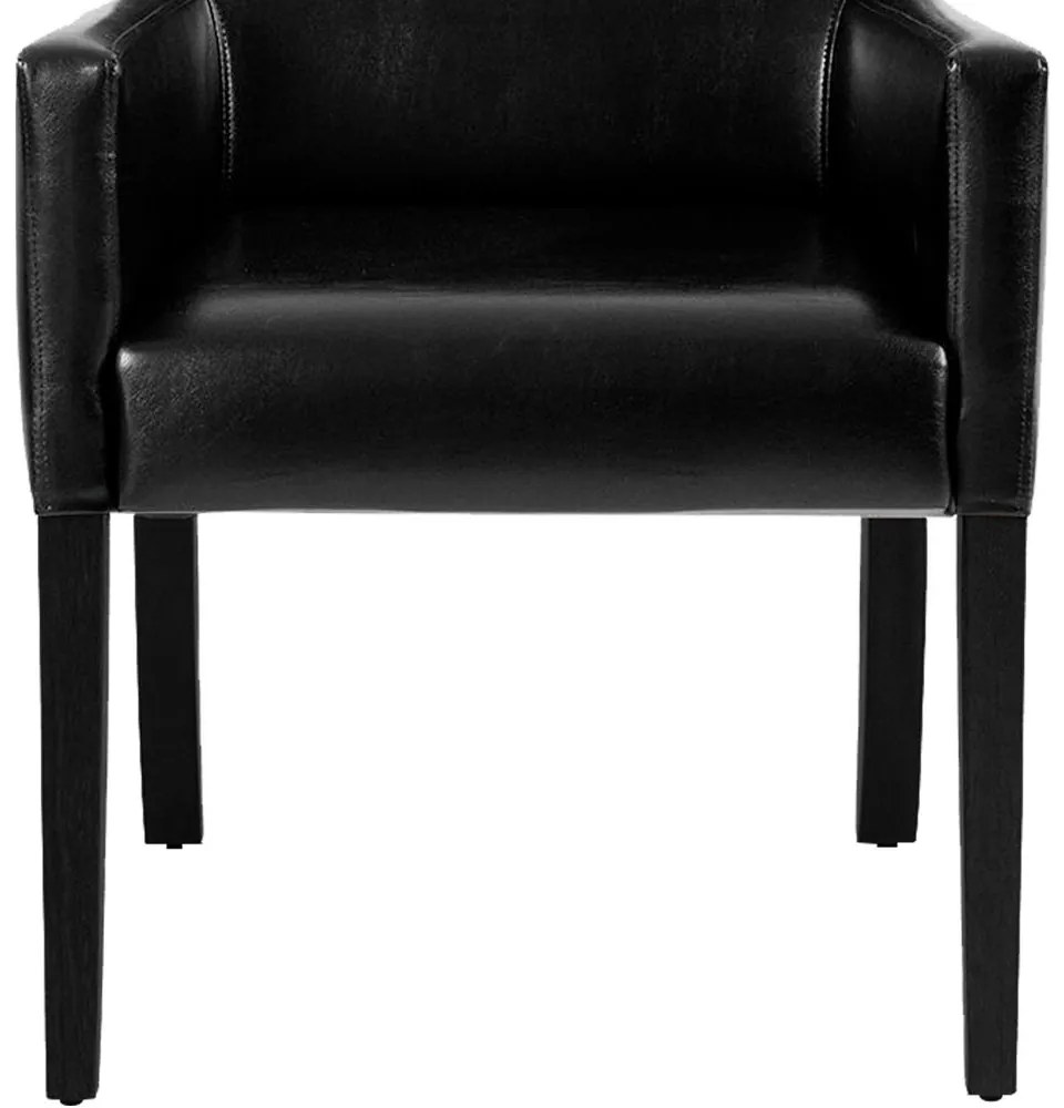 Poltrona Decorativa Sala de Estar Base Madeira Preto Liverpool PU Sintético Preto G15 - Gran Belo
