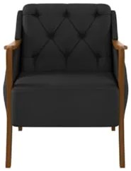 Poltrona Decorativa para Sala de Estar Capitonê Lapa Z32 PU Preto - Mp