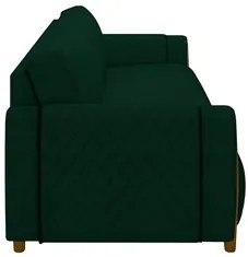 Sofá 3 Lugares 223cm Pés Madeira Amaranto M22 Veludo Verde - Mpozenato
